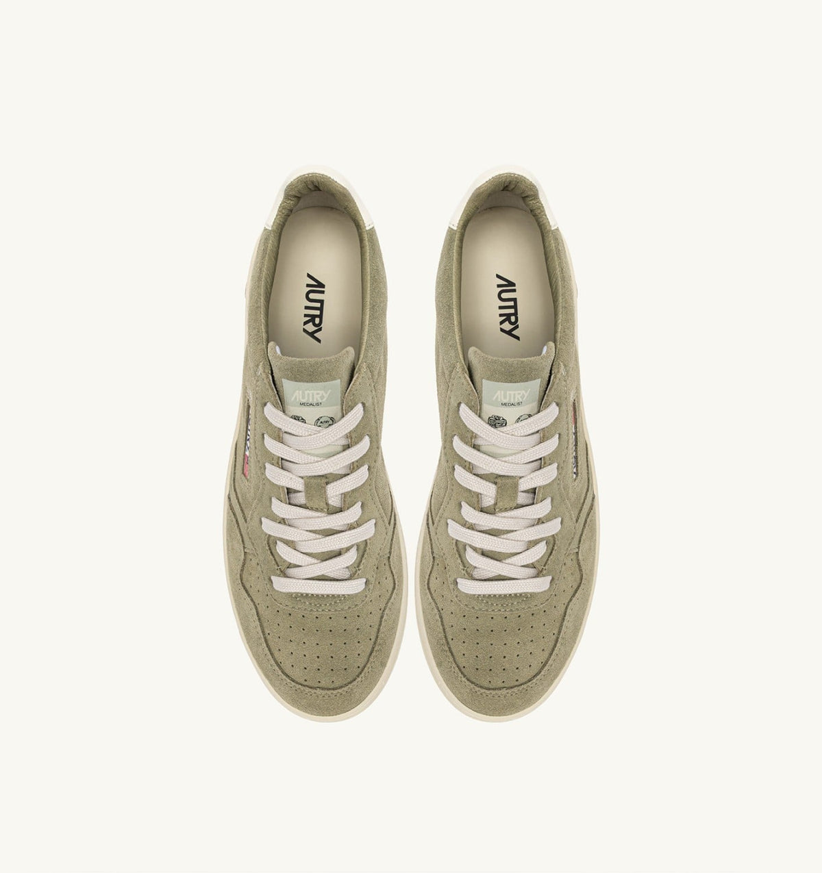 MEDALIST LOW SNEAKERS IN GRAY GREEN AND WHITE SUEDE - AUTRY Quality