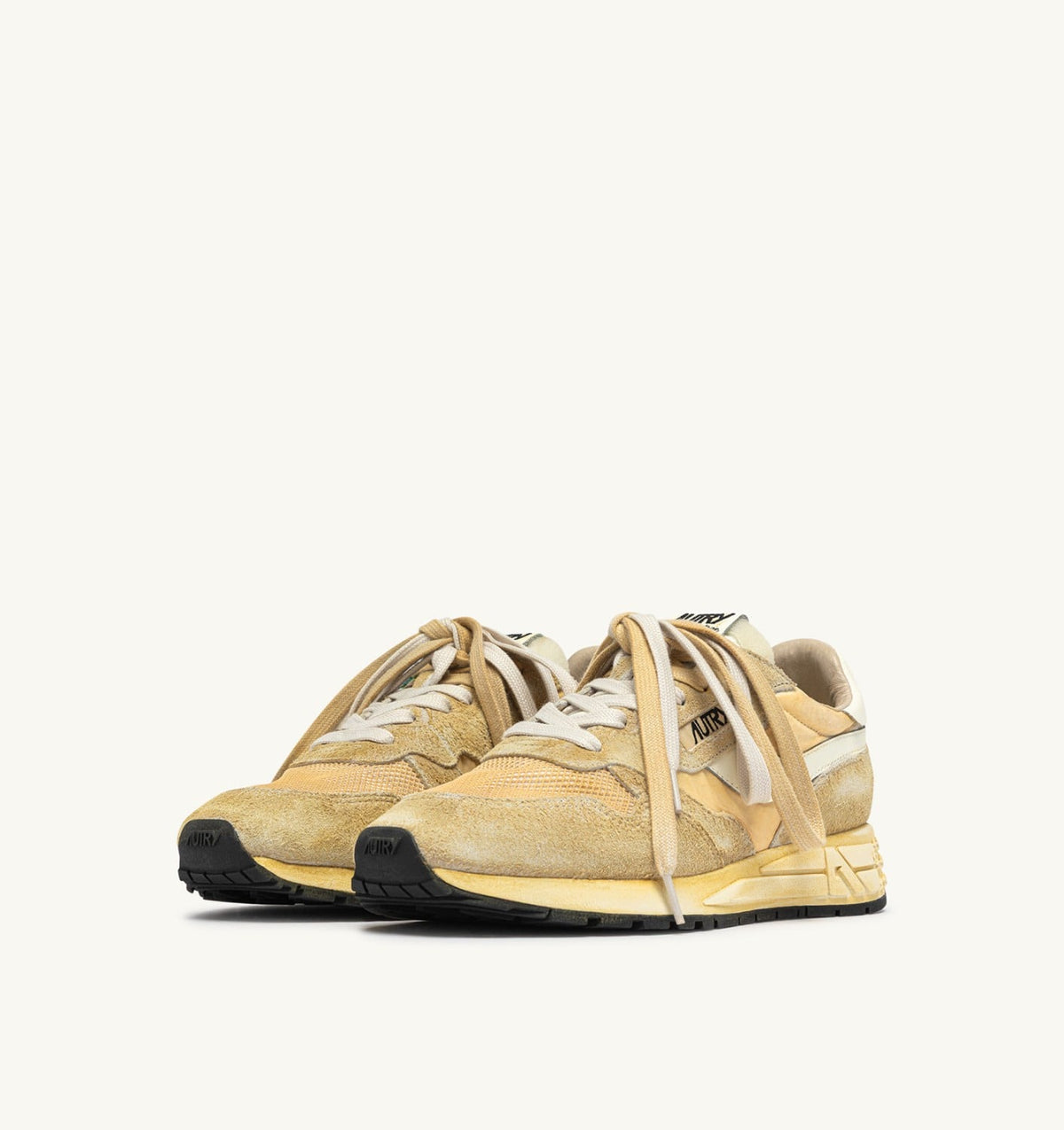 REELWIND SUPER VINTAGE SNEAKERS IN YOLK YELLOW AND WHITE SUEDE AND NYLON - AUTRY Great Value