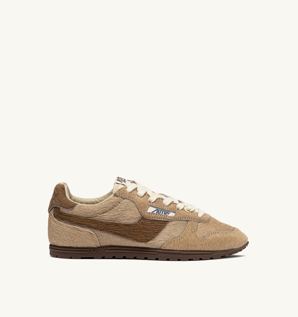 WINDSPIN SNEAKERS IN BEIGE AND BROWN PONY HAIR EFFECT - AUTRY Essential