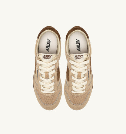 WINDSPIN SNEAKERS IN BEIGE AND BROWN PONY HAIR EFFECT - AUTRY Essential