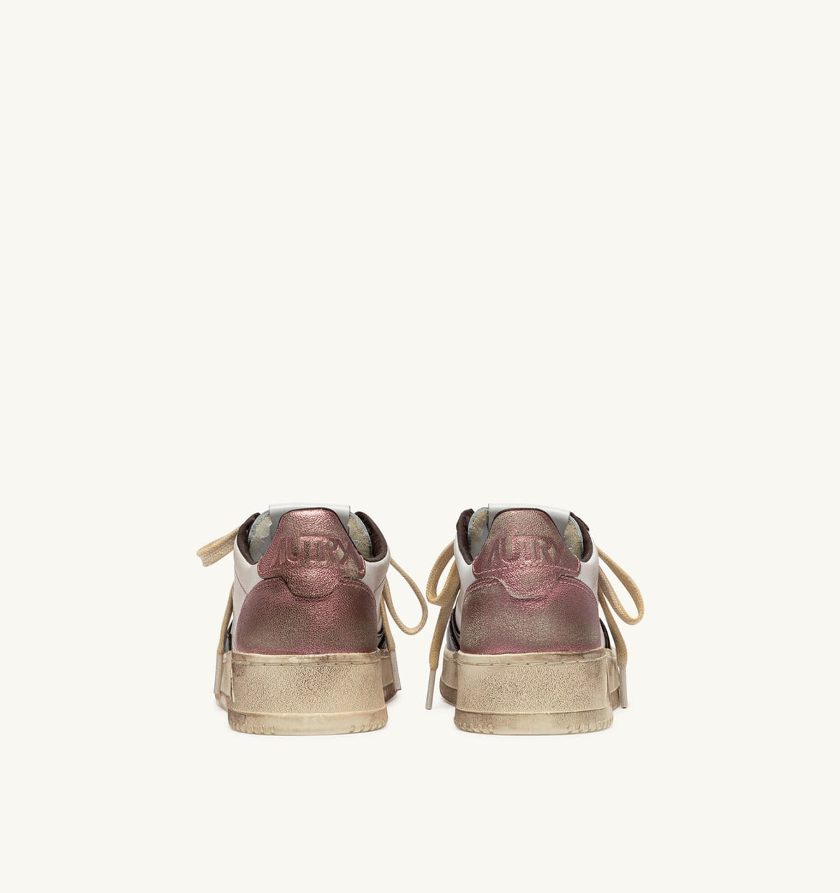 MEDALIST LOW SUPER VINTAGE SNEAKERS IN WHITE, PEONY AND HOT FUDGE LEATHER - AUTRY Great Value