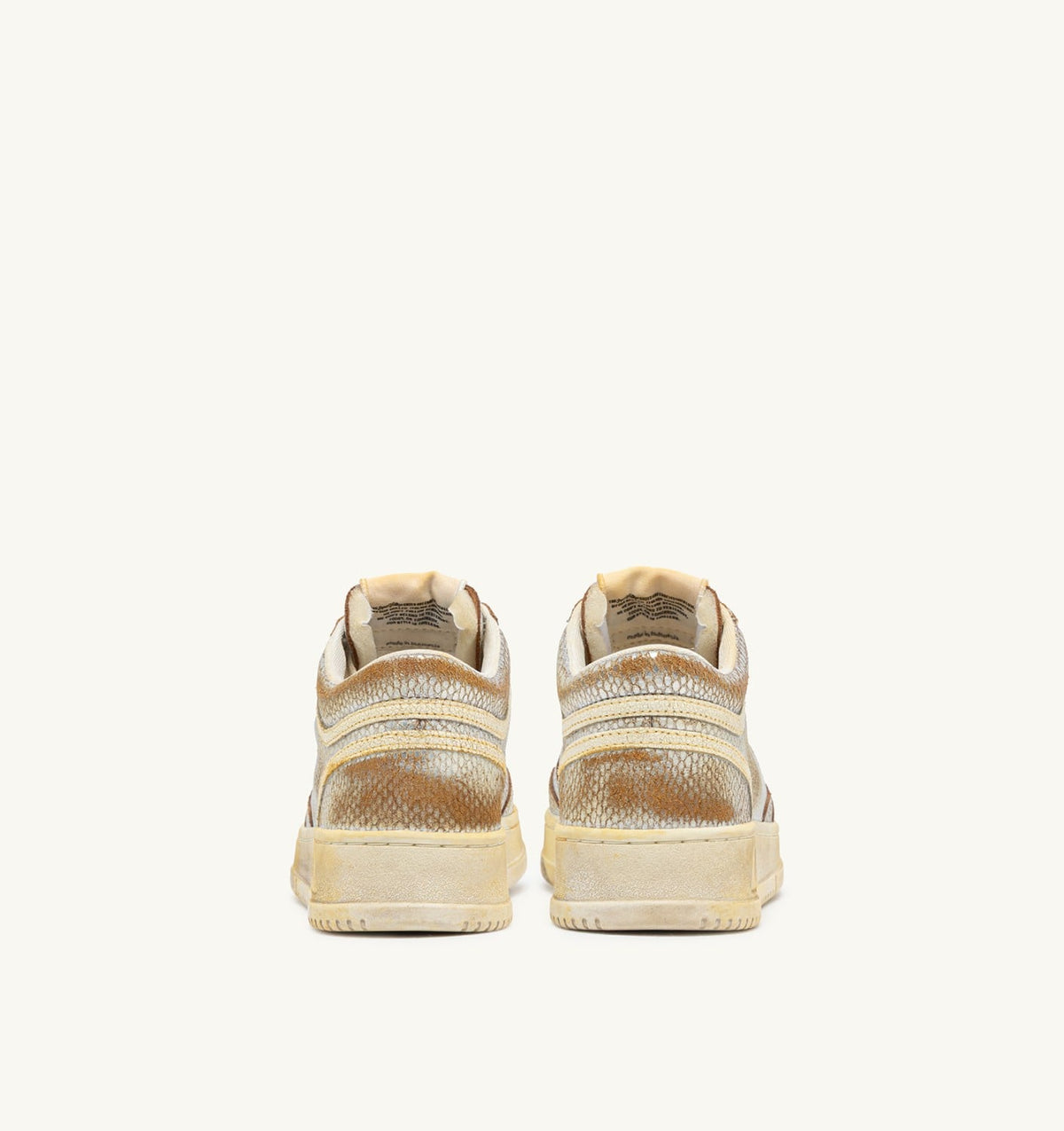 MED-WAY SUPER VINTAGE SNEAKERS IN SILVER AND MARSHMALLOW SNAKE-PRINT LEATHER - AUTRY Essential