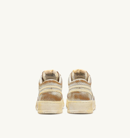 MED-WAY SUPER VINTAGE SNEAKERS IN SILVER AND MARSHMALLOW SNAKE-PRINT LEATHER - AUTRY Essential