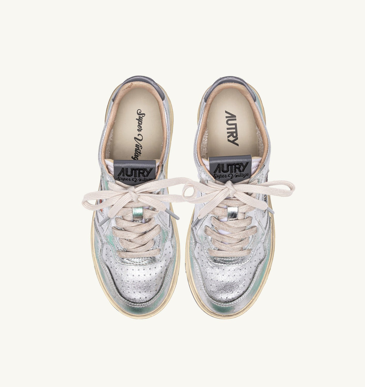 MEDALIST LOW SNEAKERS SUPER VINTAGE IN SILVER TONE METALIZED LEATHER - AUTRY Value