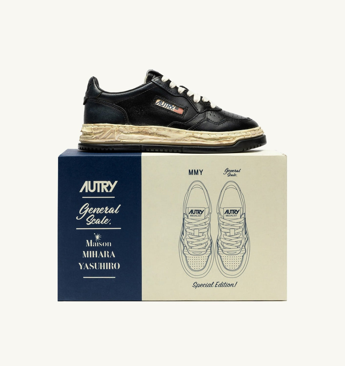 MEDALIST LOW SUPER VINTAGE 'Autry x Maison MIHARA YASUHIRO General Scale.' SNEAKERS IN BLACK LEATHER - AUTRY Latest