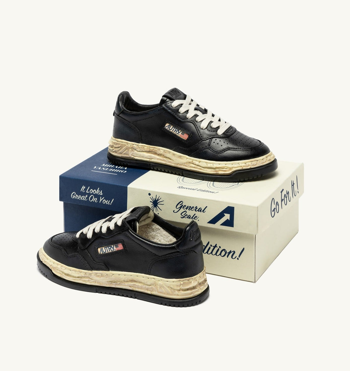 MEDALIST LOW SUPER VINTAGE 'Autry x Maison MIHARA YASUHIRO General Scale.' SNEAKERS IN BLACK LEATHER - AUTRY Latest