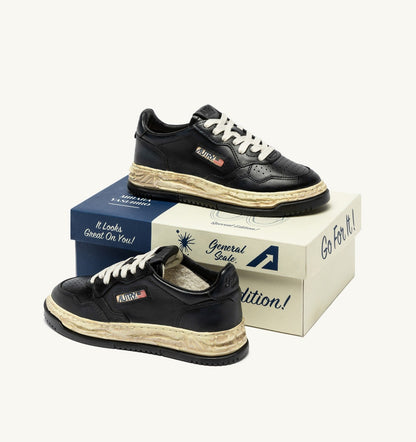 MEDALIST LOW SUPER VINTAGE 'Autry x Maison MIHARA YASUHIRO General Scale.' SNEAKERS IN BLACK LEATHER - AUTRY Latest
