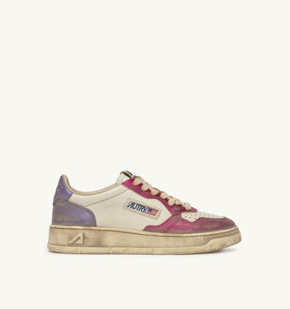 MEDALIST LOW SNEAKERS SUPER VINTAGE IN WHITE FUCHSIA AND VIOLET LEATHER - AUTRY Everyday