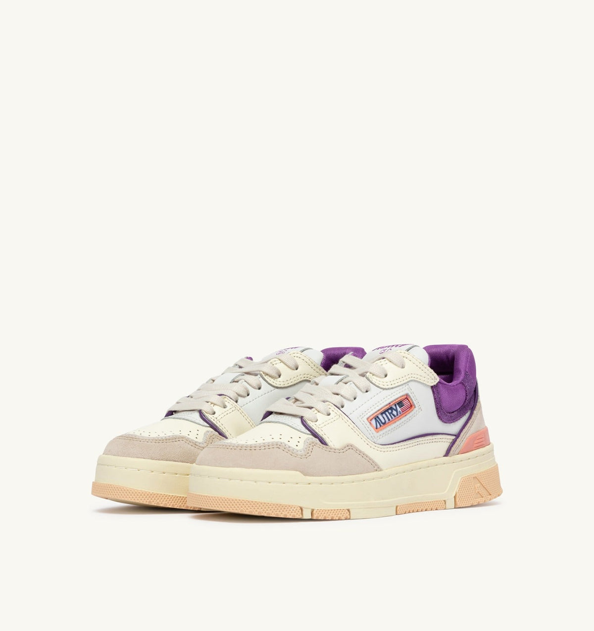 SNEAKERS CLC LOW IN WHITE SAND AND DEWBERRY LEATHER AND SUEDE - AUTRY Everyday