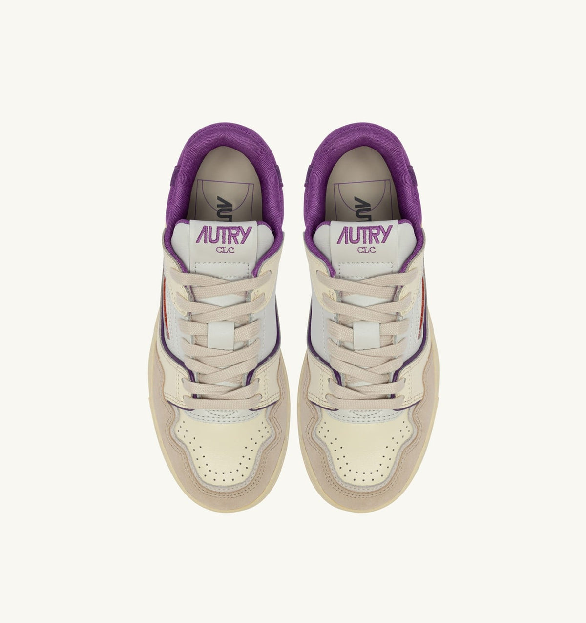SNEAKERS CLC LOW IN WHITE SAND AND DEWBERRY LEATHER AND SUEDE - AUTRY Everyday