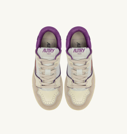 SNEAKERS CLC LOW IN WHITE SAND AND DEWBERRY LEATHER AND SUEDE - AUTRY Everyday