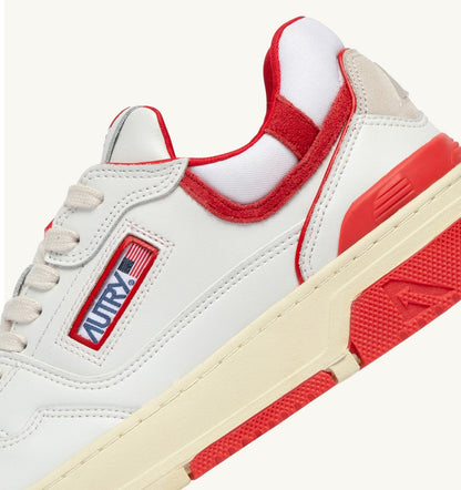 SNEAKERS CLC LOW IN WHITE LEATHER AND RED VIRGIN - AUTRY Quality