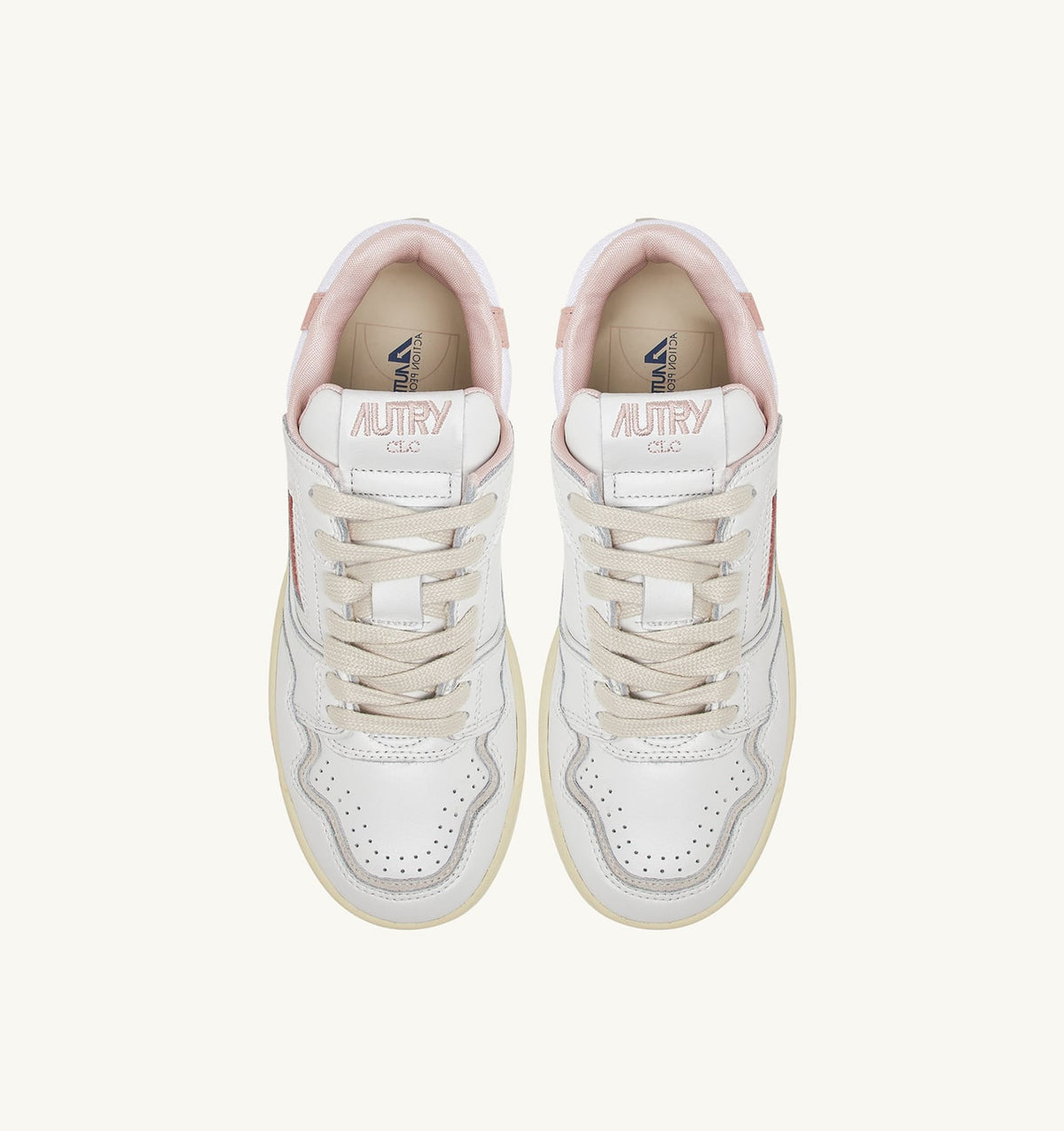 CLC LOW SNEAKERS IN WHITE LEATHER AND POWDER PINK SUEDE - AUTRY Classic