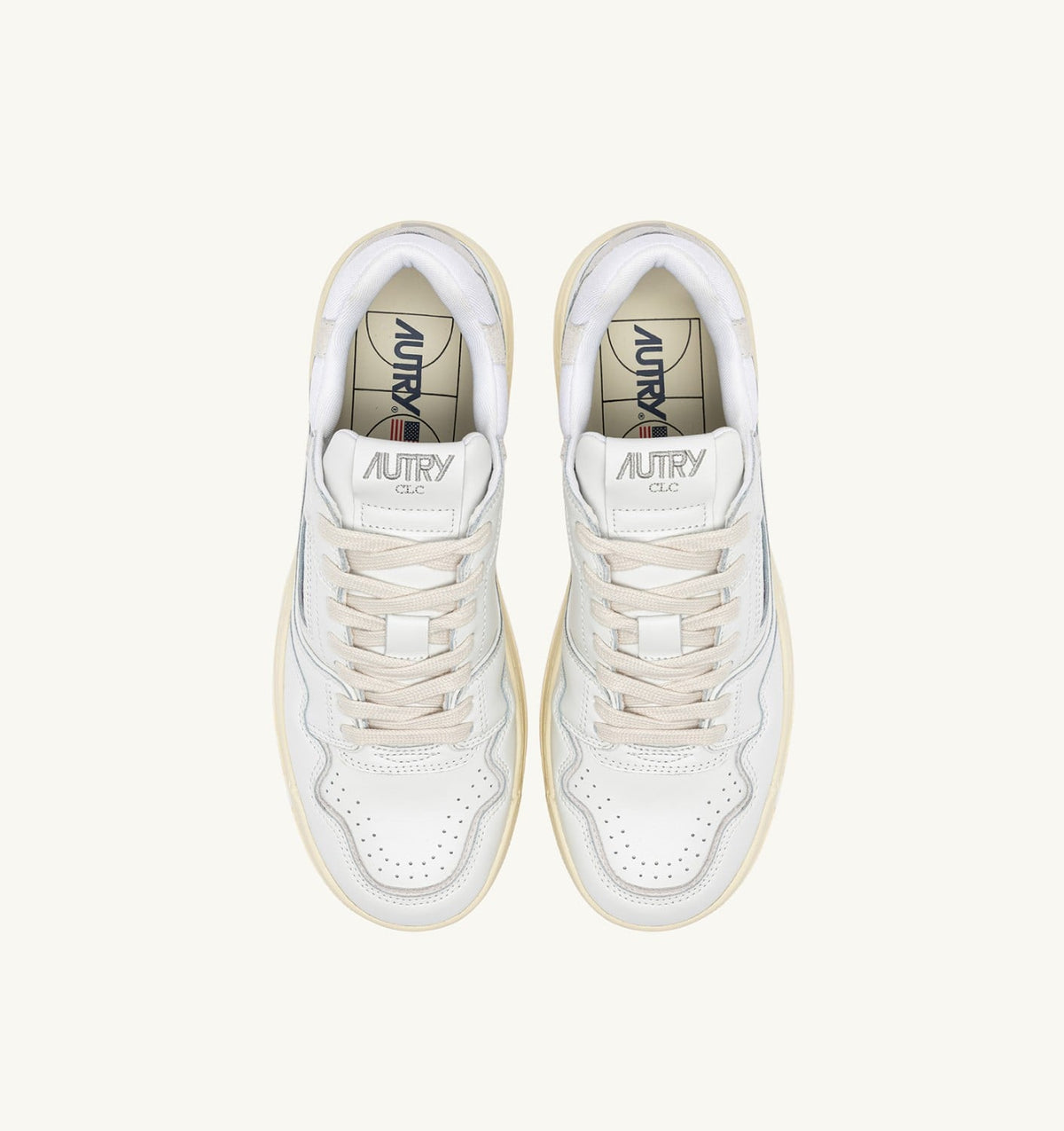 CLC LOW SNEAKERS IN WHITE LEATHER AND SUEDE - AUTRY Essential