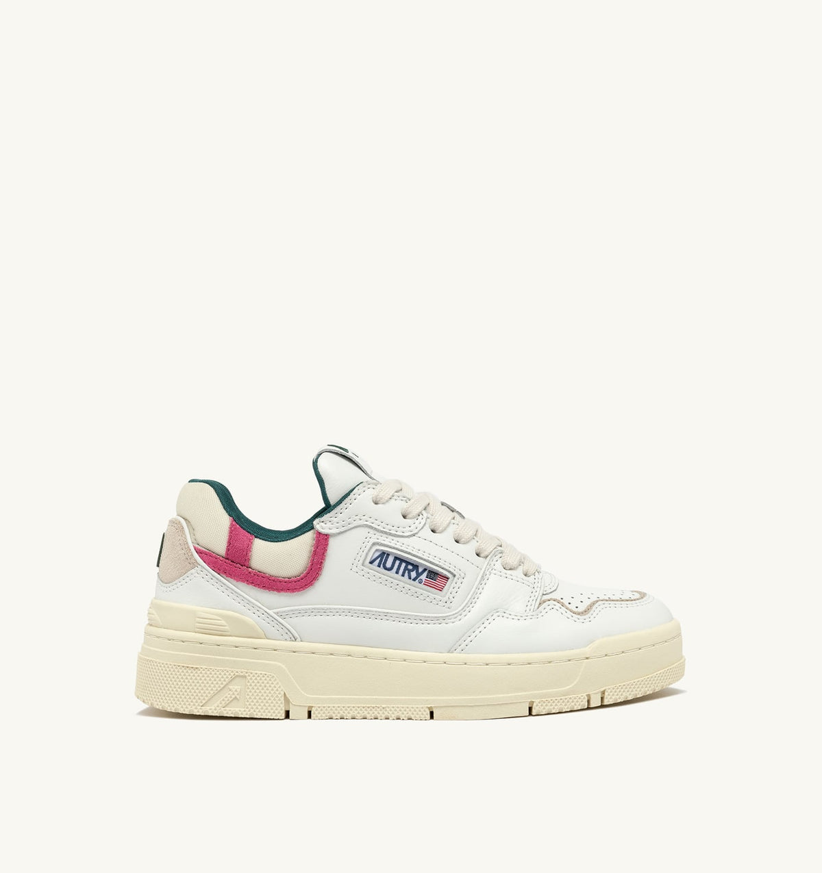 CLC LOW SNEAKERS IN WHITE LEATHER AND CARMINE ROSE SUEDE - AUTRY Everyday