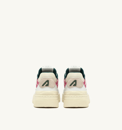 CLC LOW SNEAKERS IN WHITE LEATHER AND CARMINE ROSE SUEDE - AUTRY Everyday