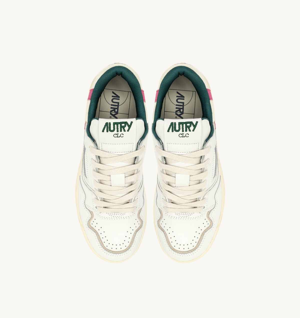 CLC LOW SNEAKERS IN WHITE LEATHER AND CARMINE ROSE SUEDE - AUTRY Everyday