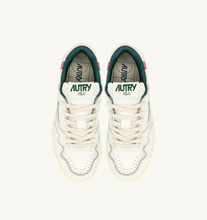 CLC LOW SNEAKERS IN WHITE LEATHER AND CARMINE ROSE SUEDE - AUTRY Everyday