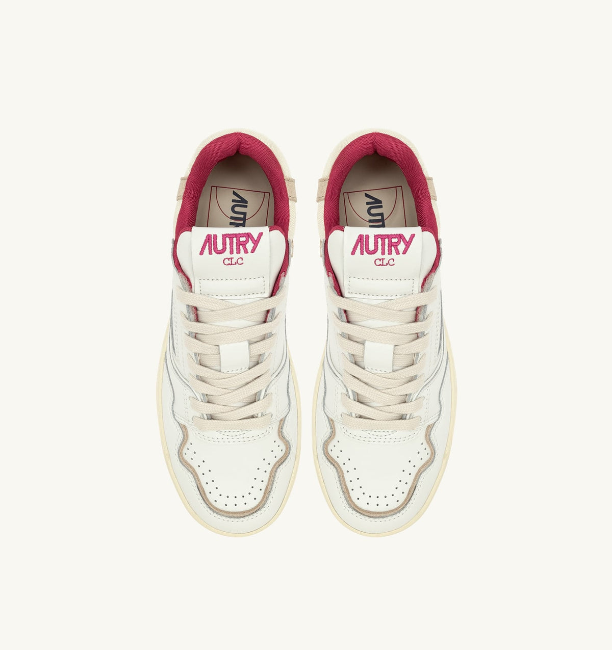 CLC LOW SNEAKERS IN WHITE LEATHER AND SAND SUEDE - AUTRY Value