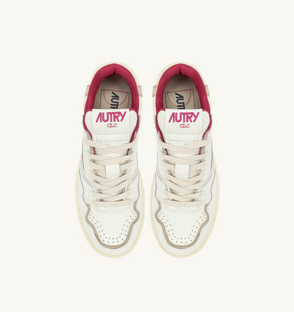 CLC LOW SNEAKERS IN WHITE LEATHER AND SAND SUEDE - AUTRY Value