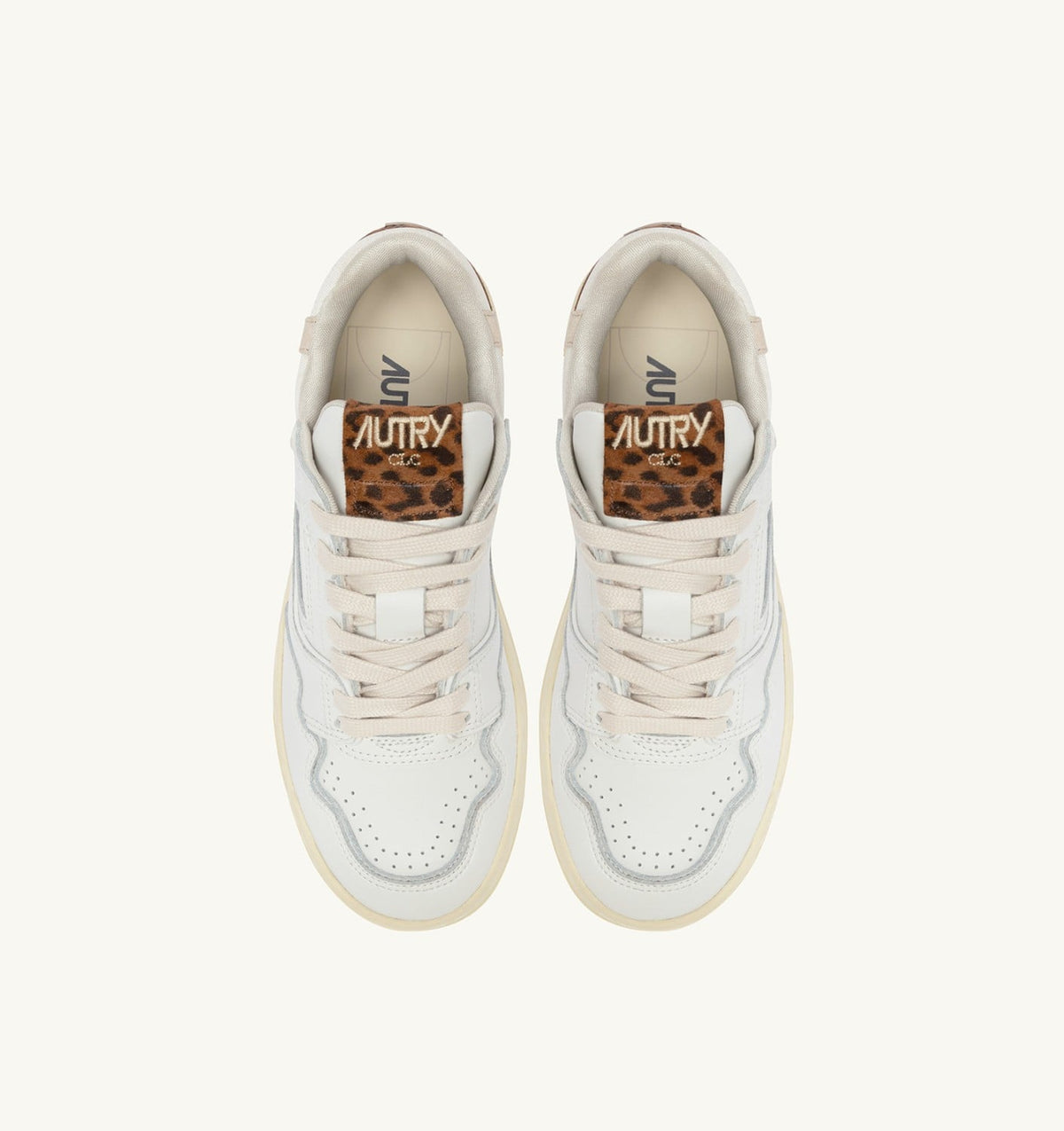 CLC LOW SNEAKERS IN LEATHER COLOR WHITE AND LEOPARD - AUTRY Essential