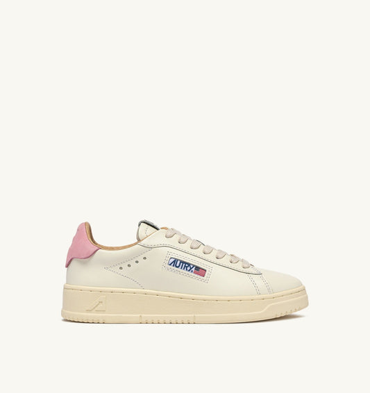 DALLAS LOW SNEAKERS IN MARSHMALLOW AND PINK DOLPHIN LEATHER - AUTRY Quality