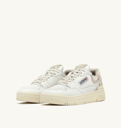 CLC LOW SNEAKERS IN WHITE LEATHER WITH SNAKE DIAMOND PRINT - AUTRY Great Value