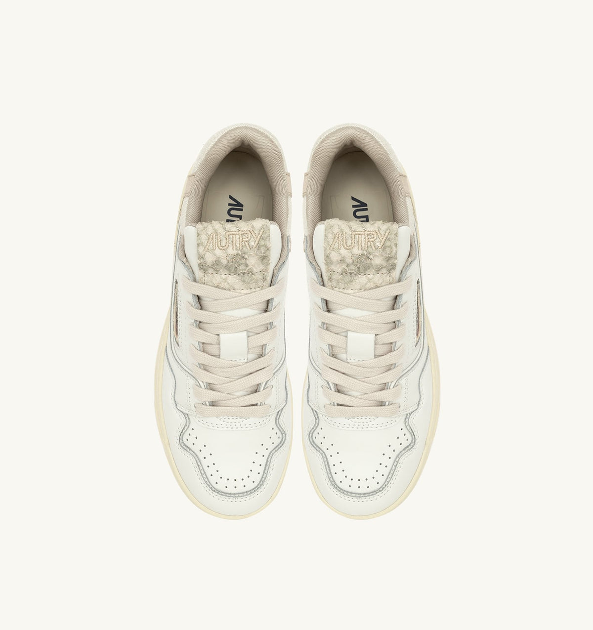 CLC LOW SNEAKERS IN WHITE LEATHER WITH SNAKE DIAMOND PRINT - AUTRY Great Value