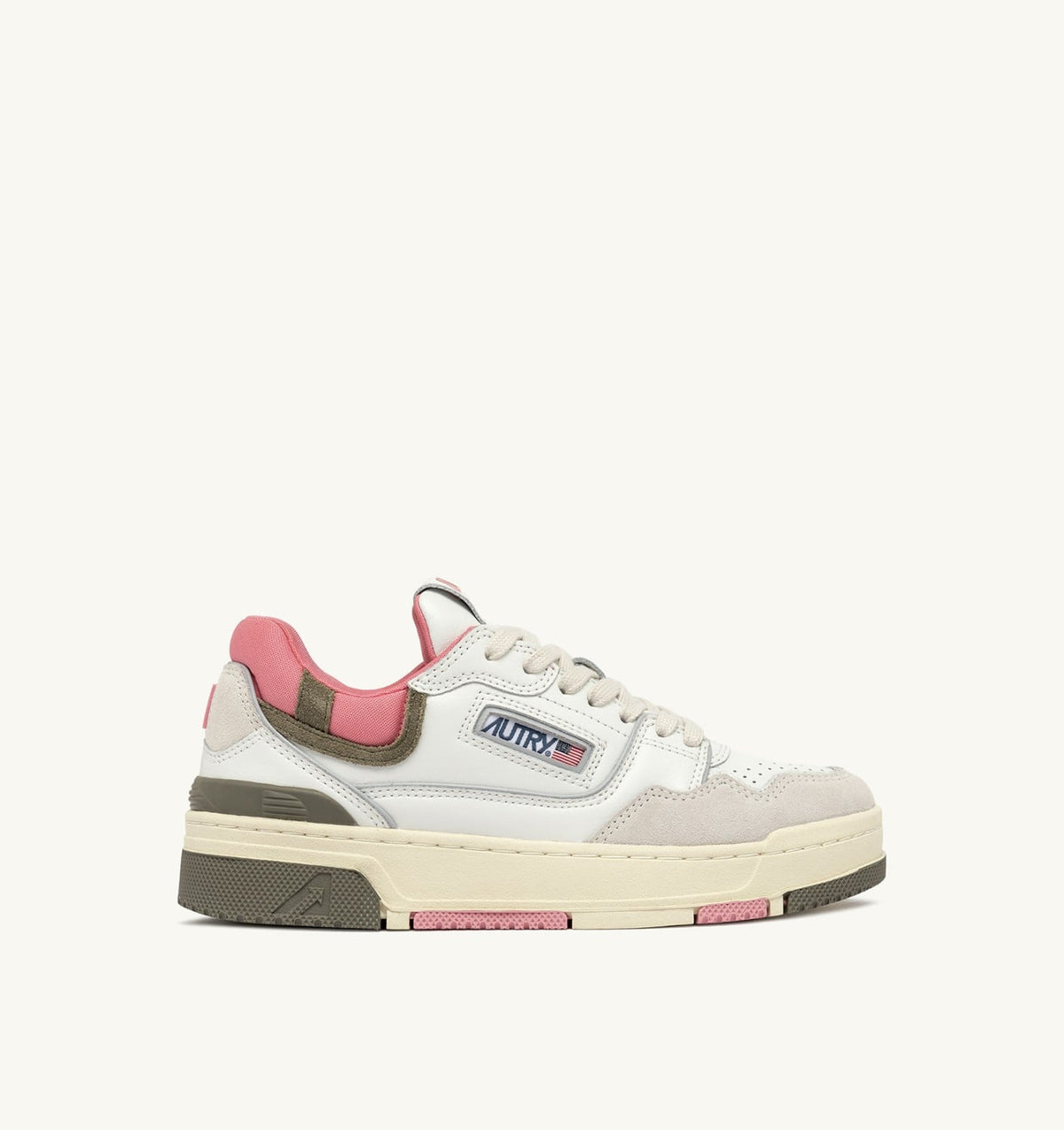 CLC LOW SNEAKERS IN WHITE AND GERANIUM LEATHER SUEDE - AUTRY Essential