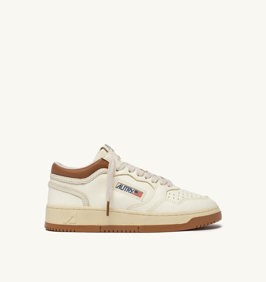 MED-WAY SNEAKERS IN LEATHER COLOR MARSHMALLOW AND BROWN SUGAR - AUTRY Value