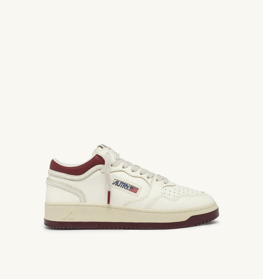 MED-WAY SNEAKERS IN LEATHER COLOR MARSHMALLOW AND SYRAH - AUTRY Great Value