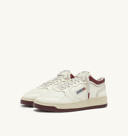 MED-WAY SNEAKERS IN LEATHER COLOR MARSHMALLOW AND SYRAH - AUTRY Great Value