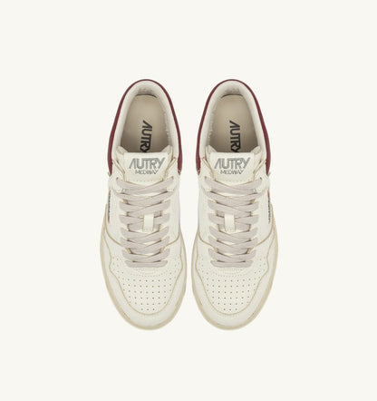 MED-WAY SNEAKERS IN LEATHER COLOR MARSHMALLOW AND SYRAH - AUTRY Great Value