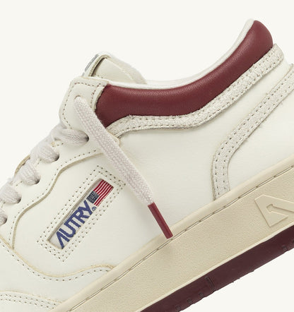 MED-WAY SNEAKERS IN LEATHER COLOR MARSHMALLOW AND SYRAH - AUTRY Great Value
