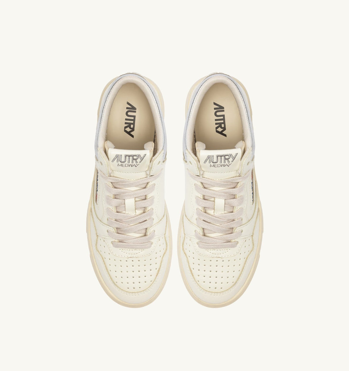 MED-WAY SNEAKERS IN LEATHER COLOR MARSHMALLOW AND SILVER - AUTRY Latest