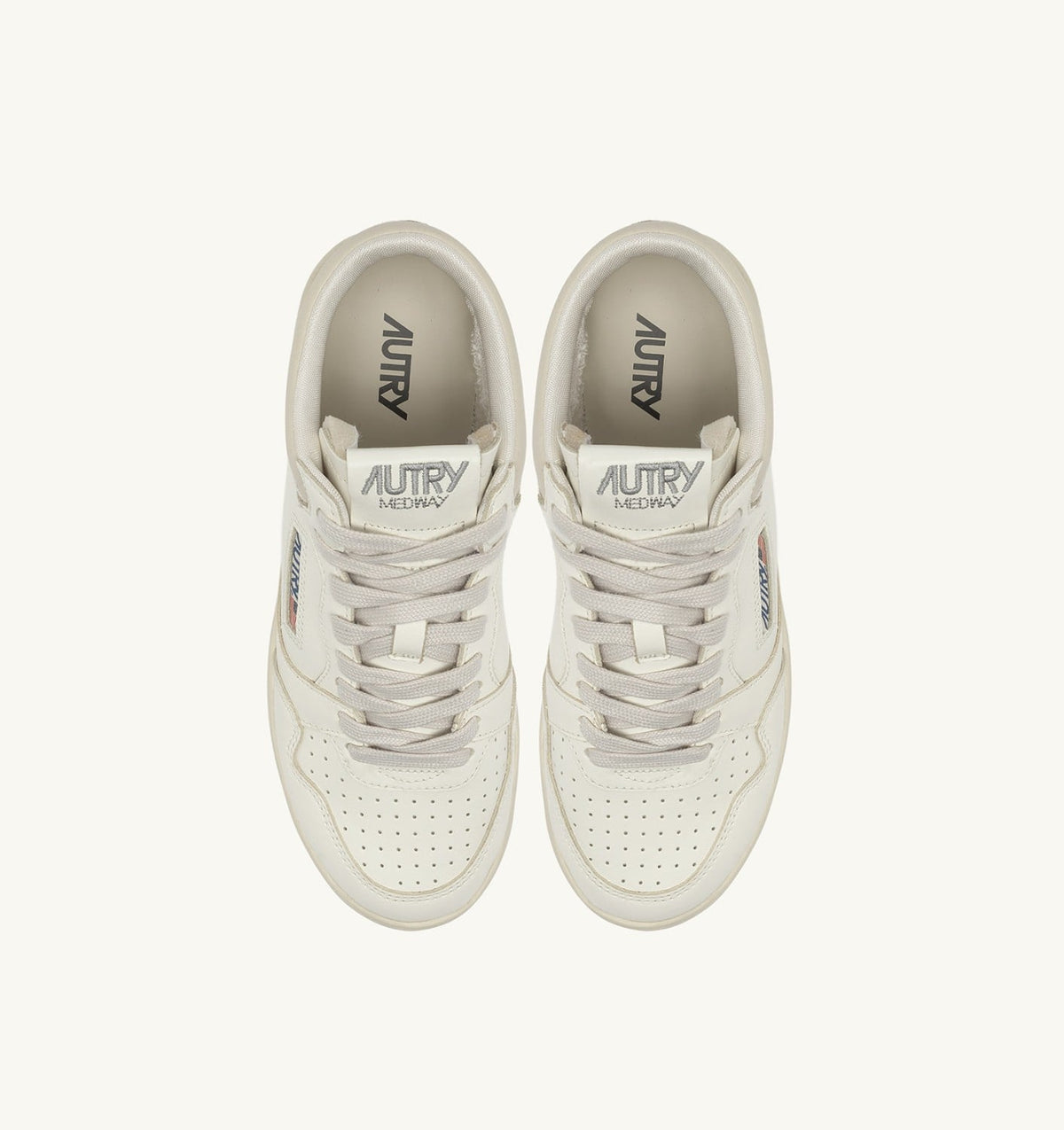 MED-WAY SNEAKERS IN LEATHER COLOR MARSHMALLOW AND WHITE - AUTRY Classic