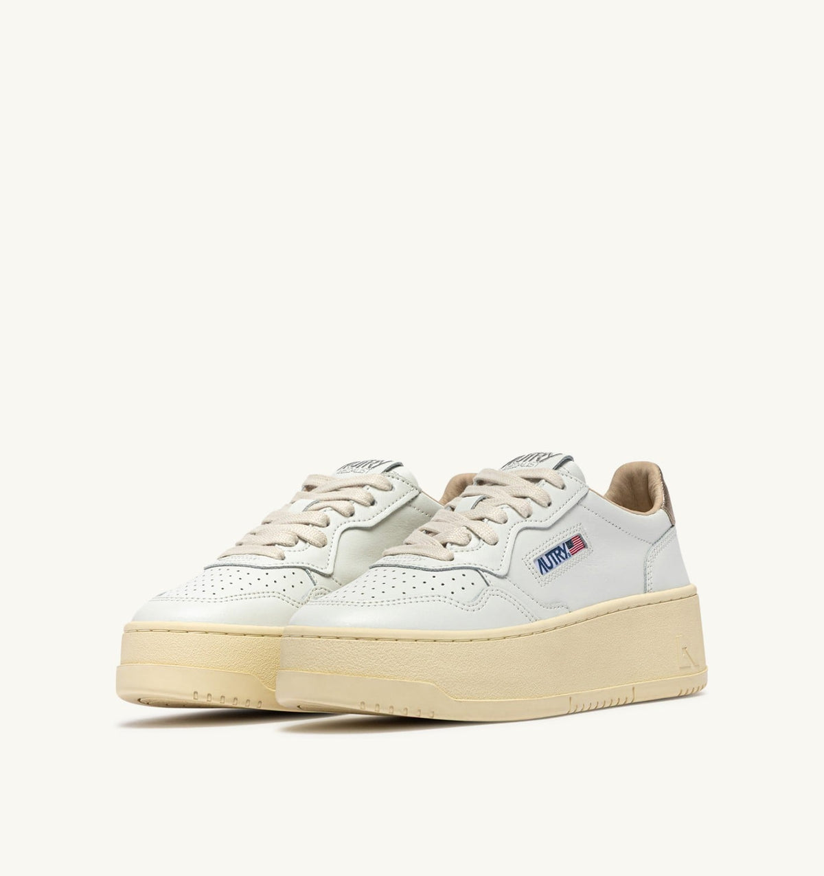 MEDALIST PLATFORM SNEAKERS IN FEATHER GRAY AND WHITE SUEDE AND LEATHER - AUTRY Great Value