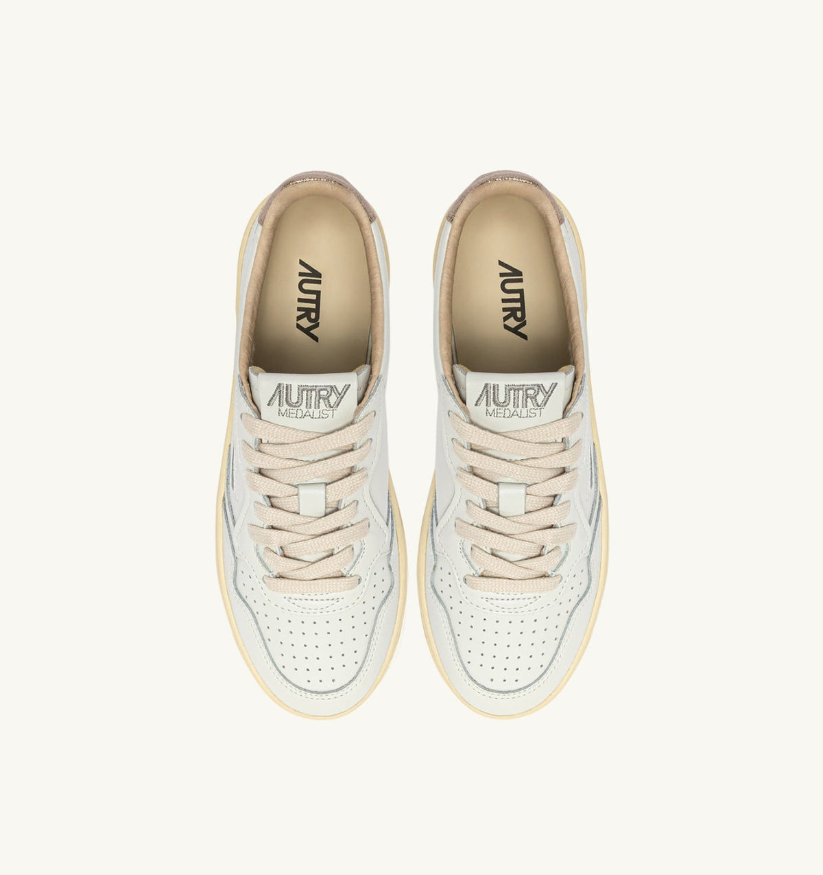 MEDALIST PLATFORM SNEAKERS IN FEATHER GRAY AND WHITE SUEDE AND LEATHER - AUTRY Great Value