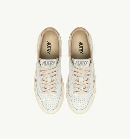 MEDALIST PLATFORM SNEAKERS IN FEATHER GRAY AND WHITE SUEDE AND LEATHER - AUTRY Great Value