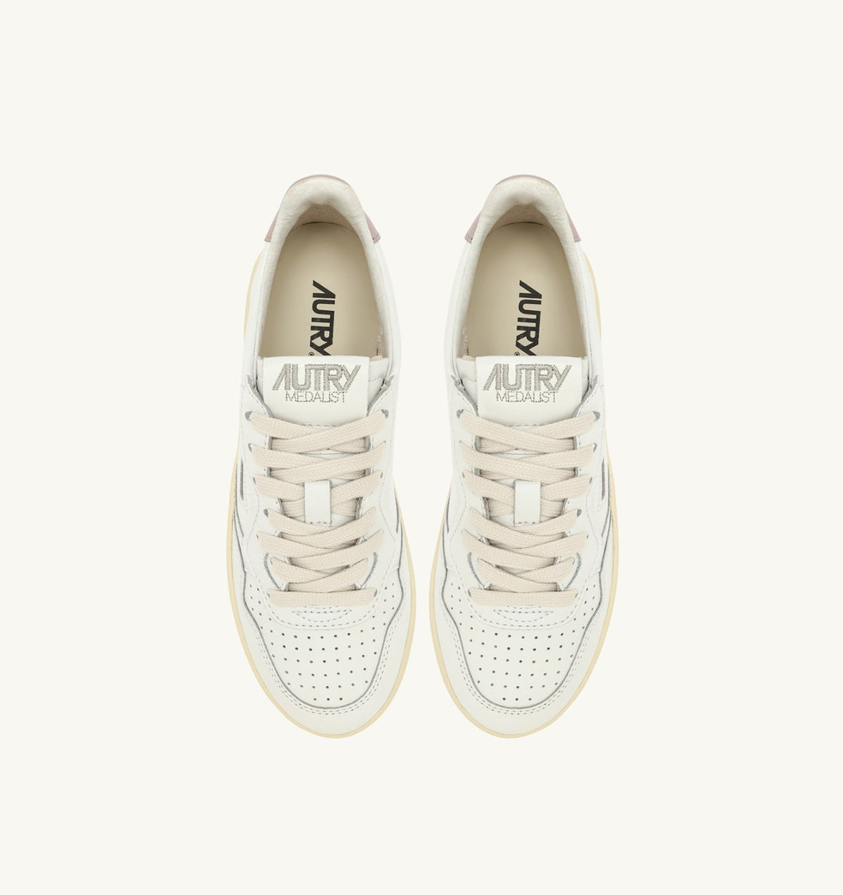 MEDALIST PLATFORM SNEAKERS IN WHITE AND POWDER PINK LEATHER - AUTRY Latest