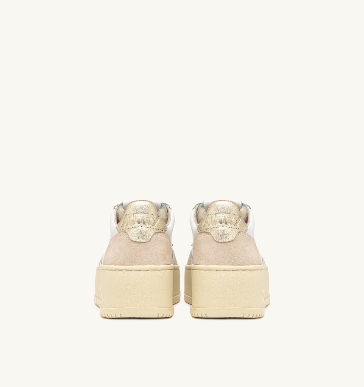 MEDALIST PLATFORM SNEAKERS IN WHITE AND PLATINUM SUEDE AND LEATHER - AUTRY Quality