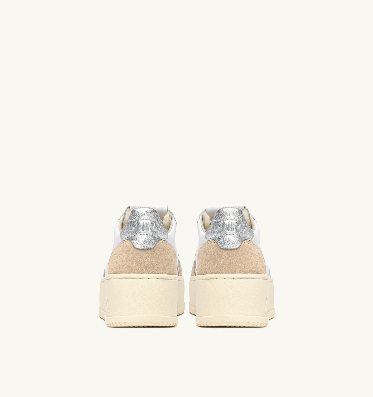 MEDALIST PLATFORM SNEAKERS IN SILVER AND WHITE SUEDE AND LEATHER - AUTRY Classic