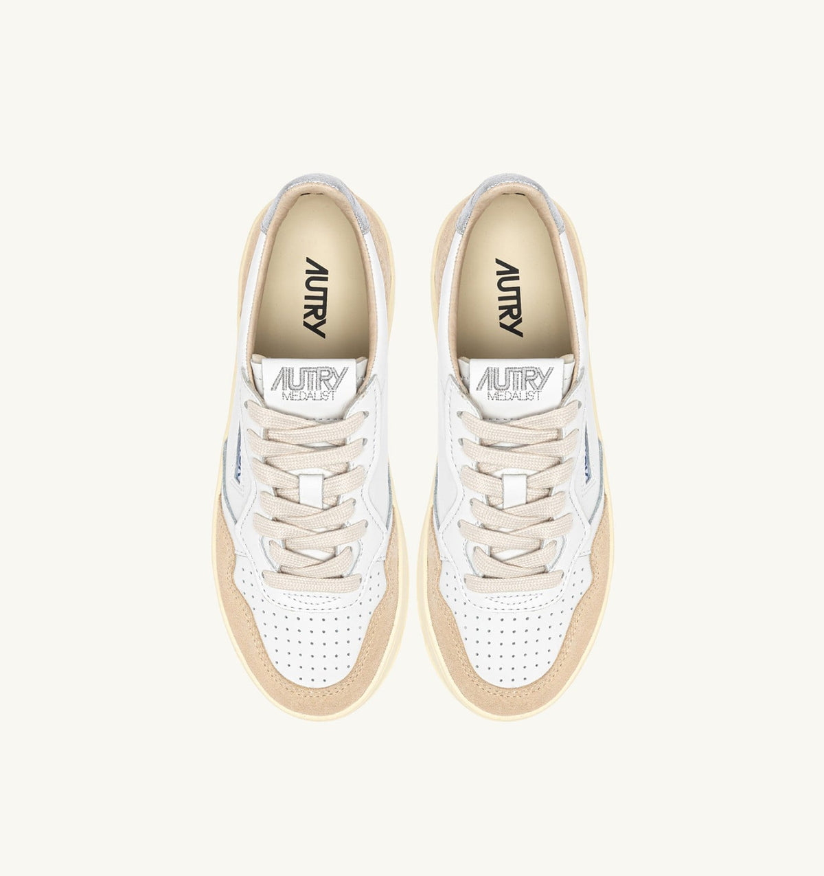 MEDALIST PLATFORM SNEAKERS IN SILVER AND WHITE SUEDE AND LEATHER - AUTRY Classic