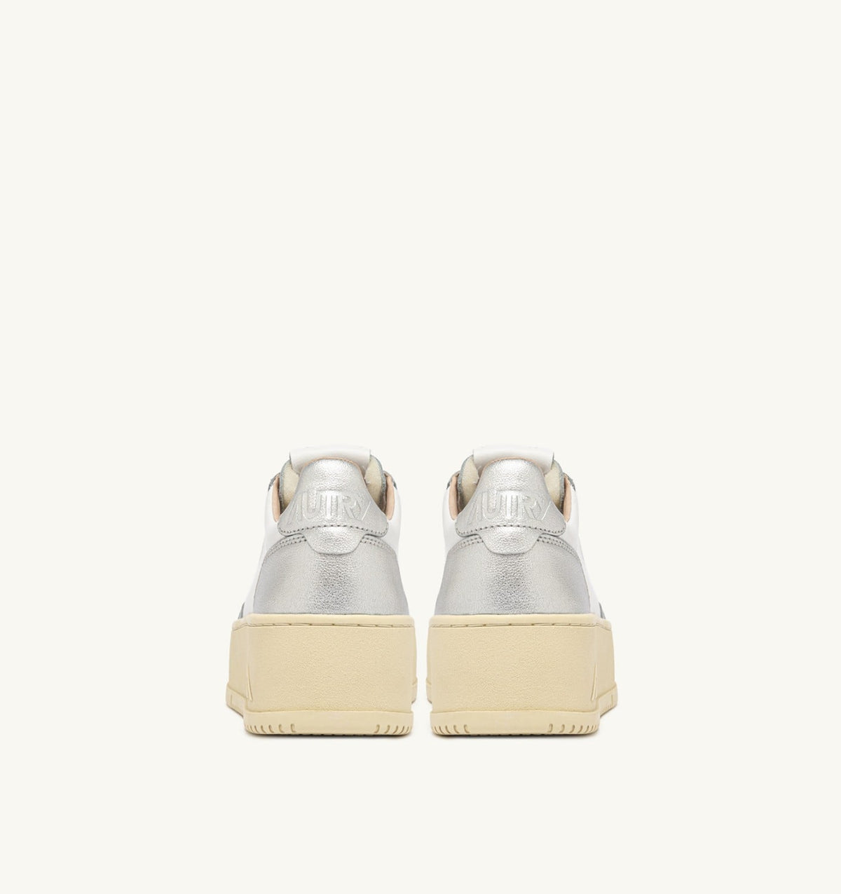 MEDALIST PLATFORM SNEAKERS IN WHITE AND METALIZED SILVER LEATHER - AUTRY Great Value