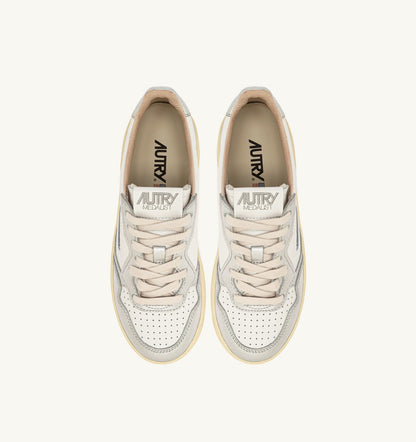 MEDALIST PLATFORM SNEAKERS IN WHITE AND METALIZED SILVER LEATHER - AUTRY Great Value