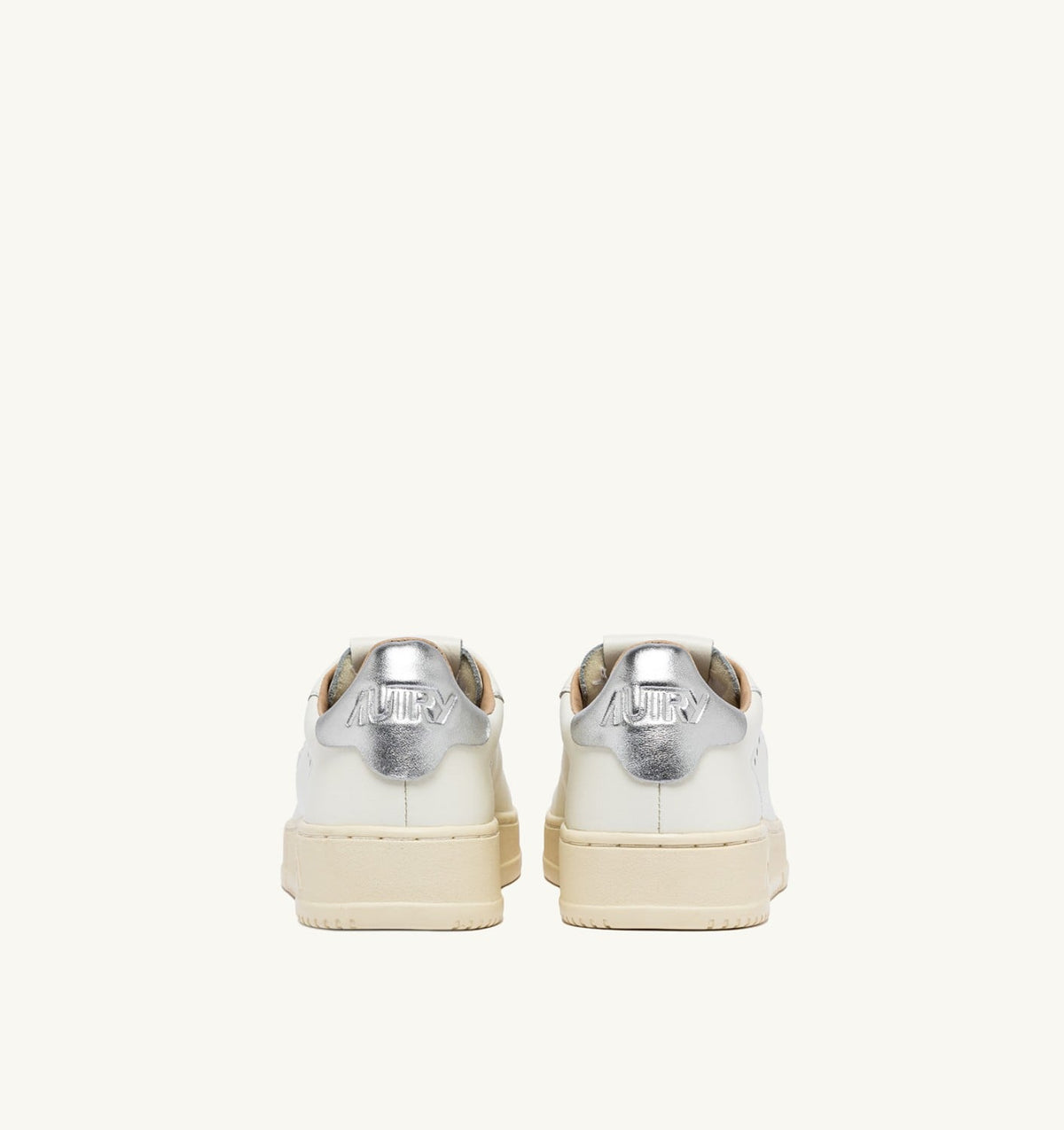 DALLAS LOW SNEAKERS IN WHITE AND SILVER LEATHER - AUTRY Classic