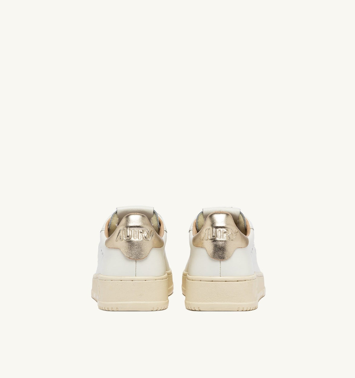 DALLAS LOW SNEAKERS IN WHITE AND GOLD LEATHER - AUTRY Essential